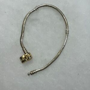 Pandora Moments charm bracelet 14K clasp & sterling snake chain.